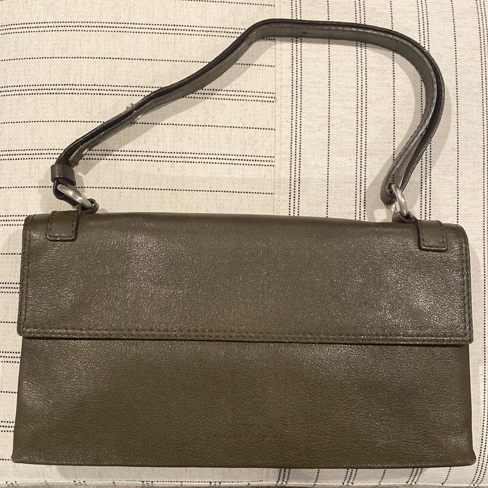 STRENESSE Gabriele Strehle Leather Dark Olive Green Handbag MADE IN ITALY